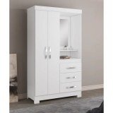 Guarda Roupa 2 Portas com Espelho Branco ou Rosa